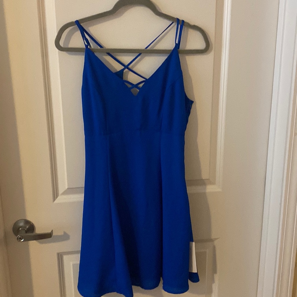Royal blue spaghetti strap dress